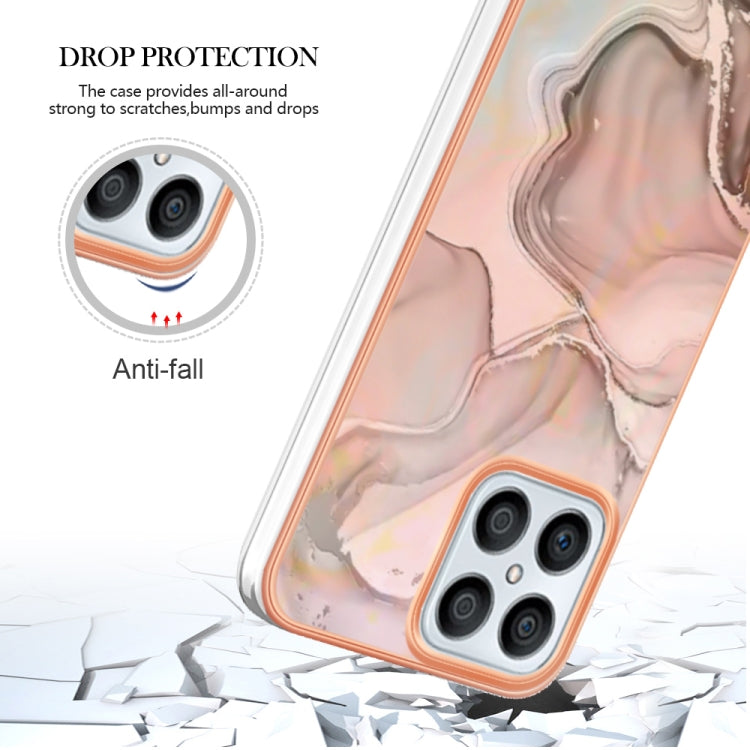 For Honor X8 4G Electroplating Marble Dual-side IMD Phone Case(Rose Gold 015)