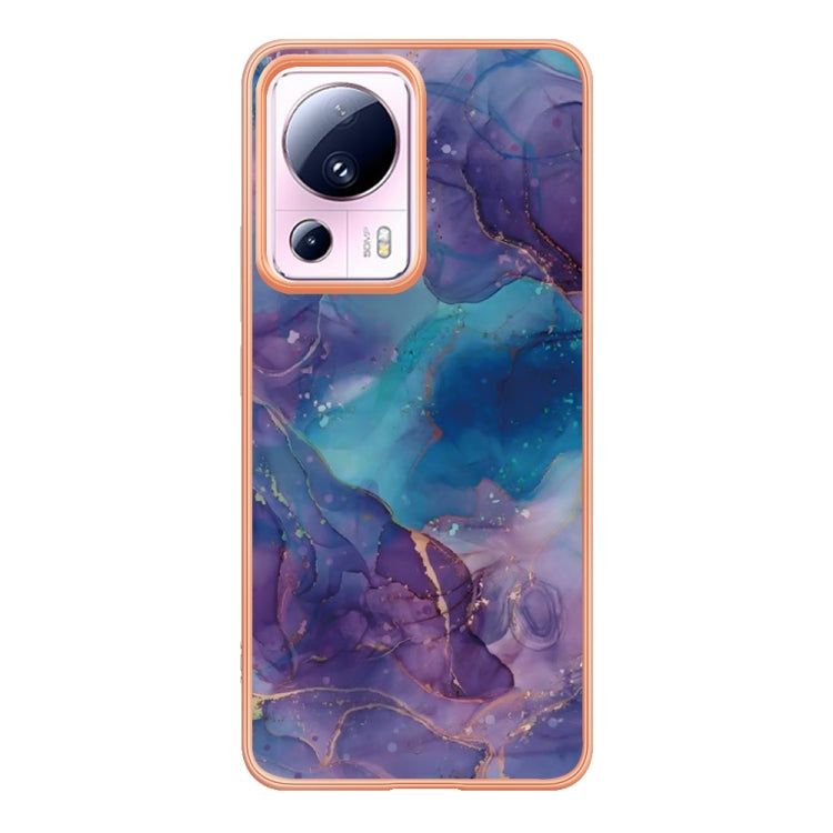 For Xiaomi 13 Lite 5G Electroplating Marble Dual-side IMD Phone Case(Purple 016)
