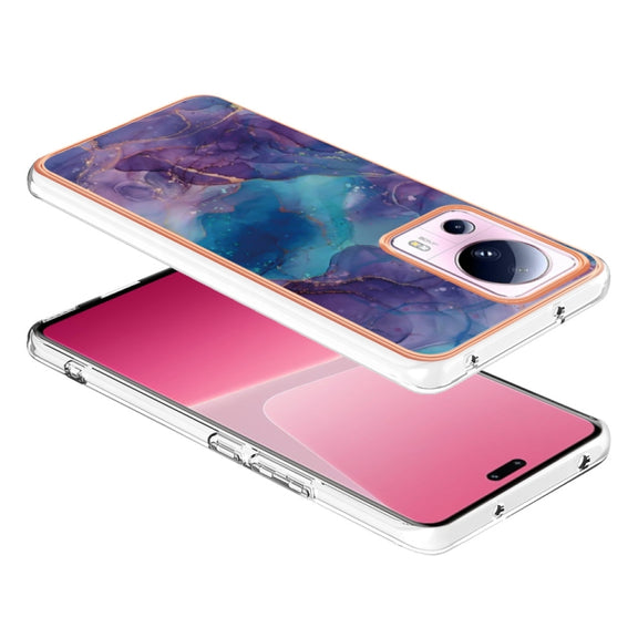 For Xiaomi 13 Lite 5G Electroplating Marble Dual-side IMD Phone Case(Purple 016)