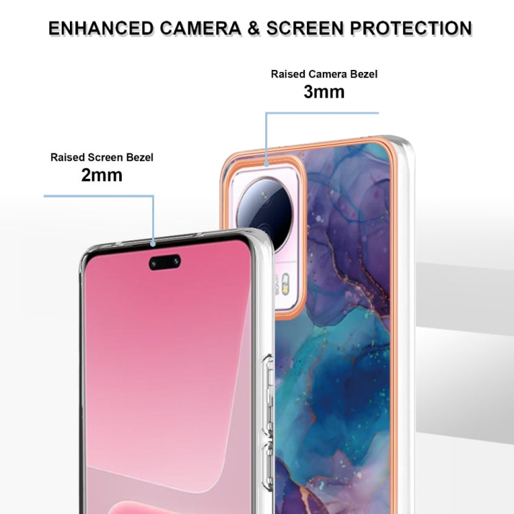 For Xiaomi 13 Lite 5G Electroplating Marble Dual-side IMD Phone Case(Purple 016)