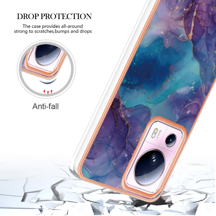 For Xiaomi 13 Lite 5G Electroplating Marble Dual-side IMD Phone Case(Purple 016)