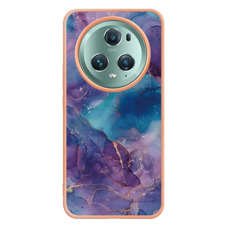 For Honor Magic5 Pro Electroplating Marble Dual-side IMD Phone Case(Purple 016)