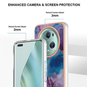 For Honor Magic5 Pro Electroplating Marble Dual-side IMD Phone Case(Purple 016)