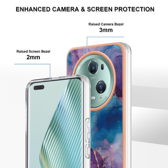 For Honor Magic5 Pro Electroplating Marble Dual-side IMD Phone Case(Purple 016)