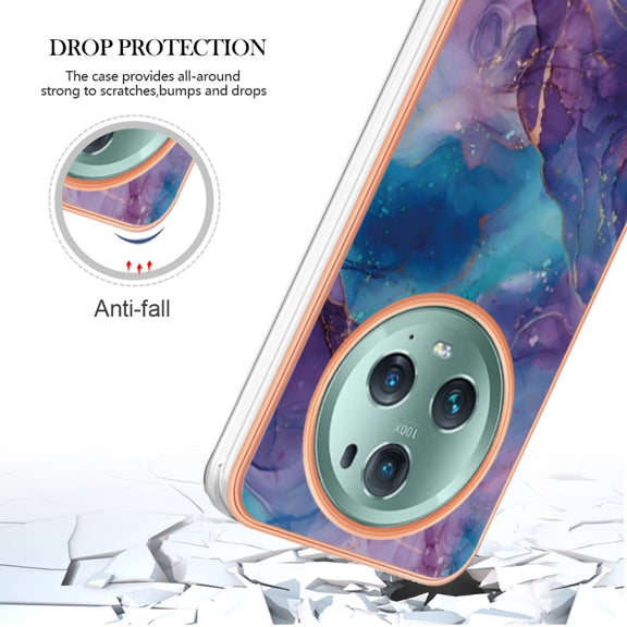 For Honor Magic5 Pro Electroplating Marble Dual-side IMD Phone Case(Purple 016)