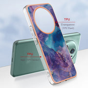 For Honor Magic5 Pro Electroplating Marble Dual-side IMD Phone Case(Purple 016)