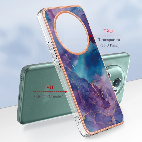 For Honor Magic5 Pro Electroplating Marble Dual-side IMD Phone Case(Purple 016)
