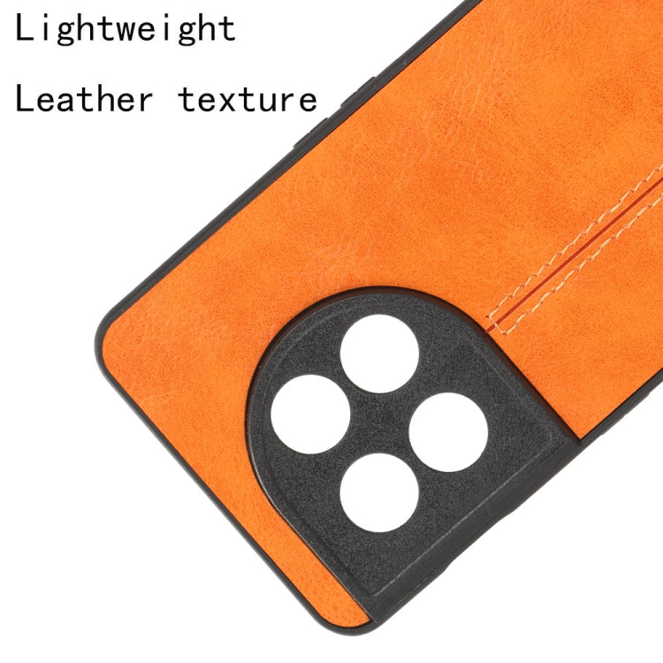 For OnePlus 11 5G Sewing Cow Pattern Skin PC + PU + TPU Phone Case(Orange)