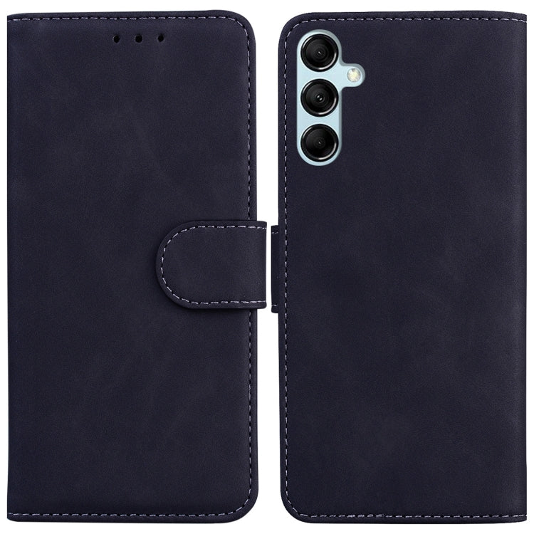 For Samsung Galaxy M14 Skin Feel Pure Color Flip Leather Phone Case(Black)