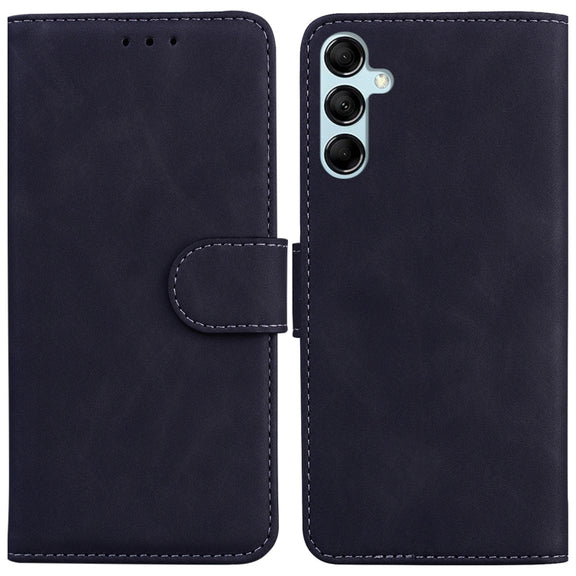 For Samsung Galaxy M14 Skin Feel Pure Color Flip Leather Phone Case(Black)