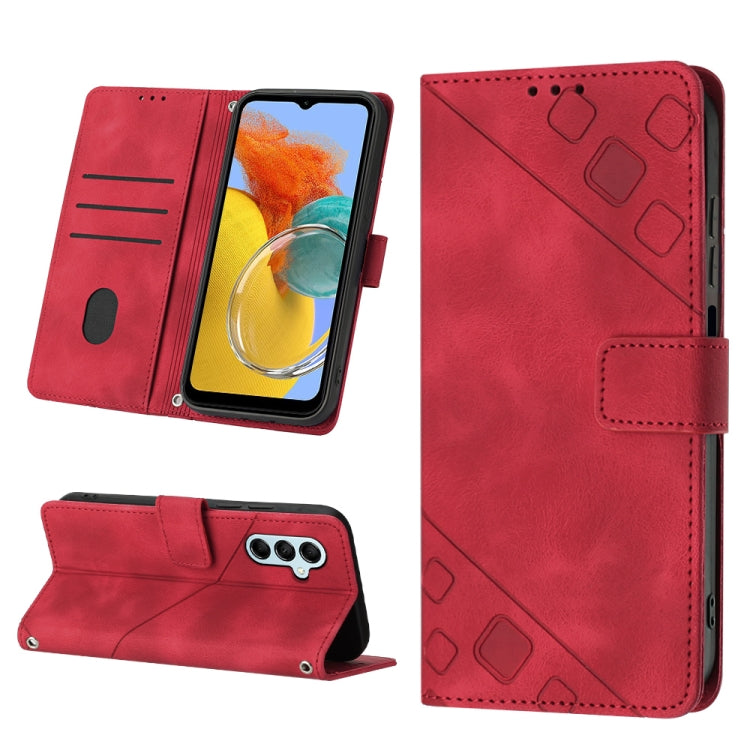 For Samsung Galaxy M14 5G Skin-feel Embossed Leather Phone Case(Red)