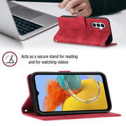 For Samsung Galaxy M14 5G Skin-feel Embossed Leather Phone Case(Red)
