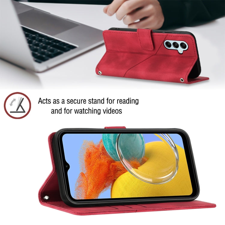 For Samsung Galaxy M14 5G Skin-feel Embossed Leather Phone Case(Red)