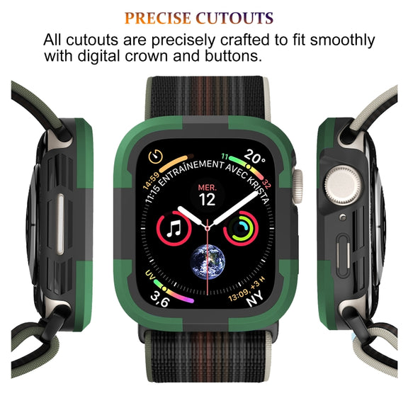 For Apple Watch Series 8 & 7 41mm Armor Frame Watch Case(Green)