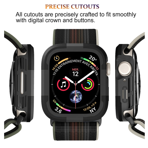 For Apple Watch Series SE 2&6&SE&5&4 44mm Armor Frame Watch Case(Black)