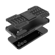 For Samsung Galaxy A24 4G Tire Texture TPU + PC Phone Case with Holder(Black)