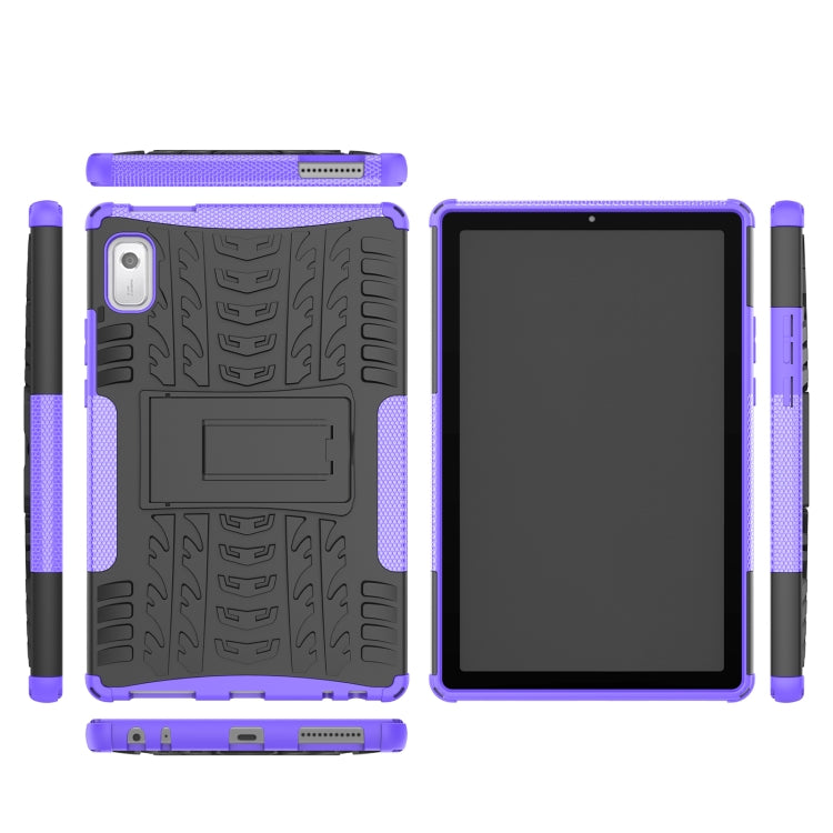 For Lenovo Tab M9 Tire Texture TPU + PC Tablet Case with Holder(Purple)