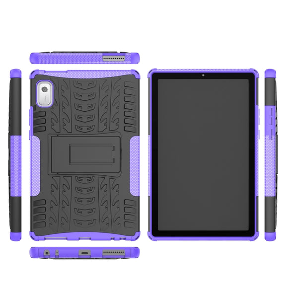 For Lenovo Tab M9 Tire Texture TPU + PC Tablet Case with Holder(Purple)
