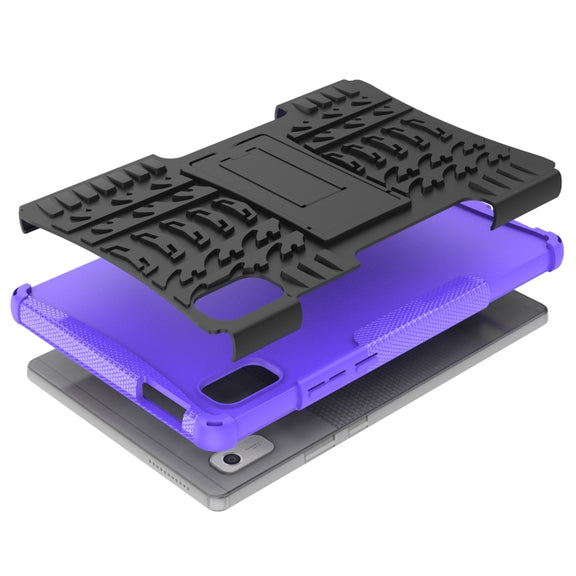 For Lenovo Tab M9 Tire Texture TPU + PC Tablet Case with Holder(Purple)