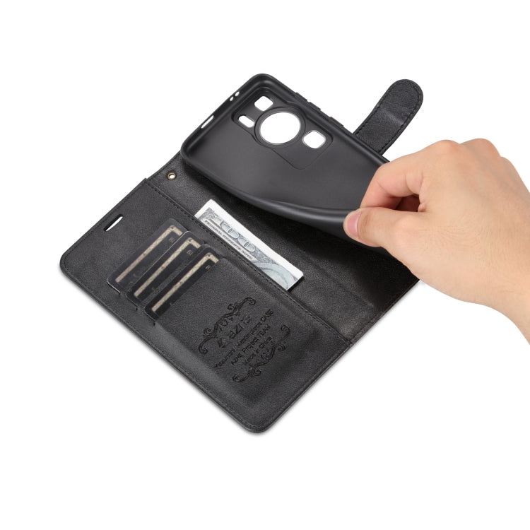 For Huawei P60 / P60 Pro AZNS Sheepskin Texture Flip Leather Phone Case(Black)
