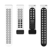 20mm Double-row Hole Folding Black Buckle Two-color Silicone Watch Band(White Black)