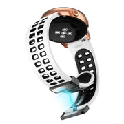 20mm Double-row Hole Folding Black Buckle Two-color Silicone Watch Band(White Black)