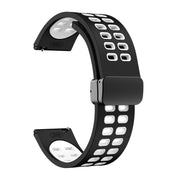 20mm Double-row Hole Folding Black Buckle Two-color Silicone Watch Band(Black White)