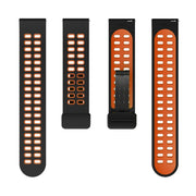 20mm Double-row Hole Folding Black Buckle Two-color Silicone Watch Band(Black Orange)