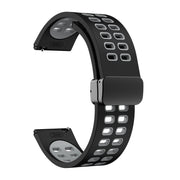 20mm Double-row Hole Folding Black Buckle Two-color Silicone Watch Band(Black Grey)
