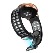 20mm Double-row Hole Folding Black Buckle Two-color Silicone Watch Band(Black Grey)