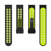 20mm Double-row Hole Folding Black Buckle Two-color Silicone Watch Band(Black Green)