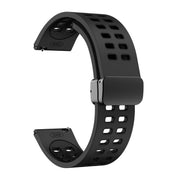20mm Double-row Hole Folding Black Buckle Two-color Silicone Watch Band(Black)