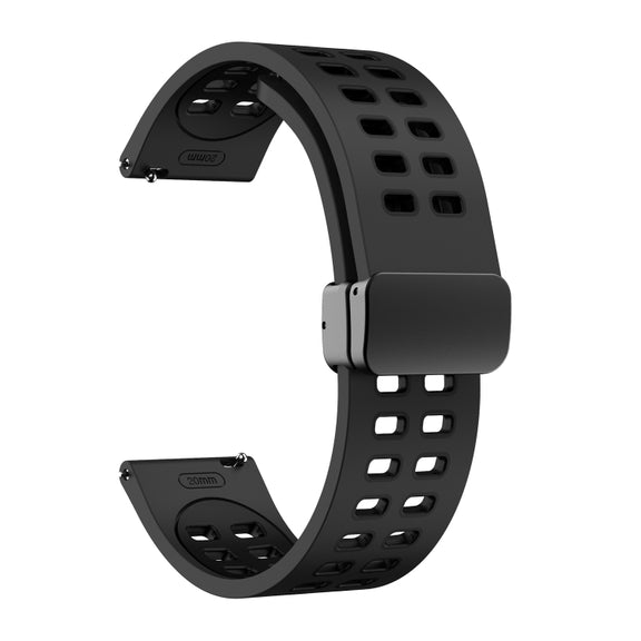 20mm Double-row Hole Folding Black Buckle Two-color Silicone Watch Band(Black)