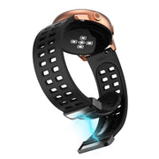 20mm Double-row Hole Folding Black Buckle Two-color Silicone Watch Band(Black)