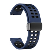 20mm Double-row Hole Folding Black Buckle Two-color Silicone Watch Band(Midnight Blue Black)