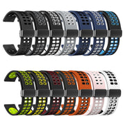 22mm Double-row Hole Folding Black Buckle Two-color Silicone Watch Band(Black)