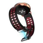 22mm Double-row Hole Folding Black Buckle Two-color Silicone Watch Band(Black Red)