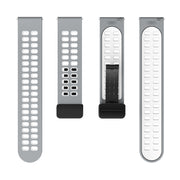 22mm Double-row Hole Folding Black Buckle Two-color Silicone Watch Band(Grey White)