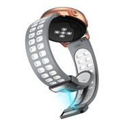 22mm Double-row Hole Folding Black Buckle Two-color Silicone Watch Band(Grey White)
