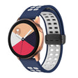 22mm Double-row Hole Folding Black Buckle Two-color Silicone Watch Band(Midnight Blue White) - Smart Wear by PMC TechLife | Online Shopping South Africa | PMC TechLife