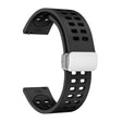 20mm Double-row Hole Folding Silver Buckle Two-color Silicone Watch Band(Black) - Smart Wear by PMC TechLife | Online Shopping South Africa | PMC TechLife