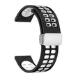 22mm Double-row Hole Folding Silver Buckle Two-color Silicone Watch Band(Black White) - Smart Wear by PMC TechLife | Online Shopping South Africa | PMC TechLife
