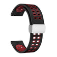 22mm Double-row Hole Folding Silver Buckle Two-color Silicone Watch Band(Black Red) - Smart Wear by PMC TechLife | Online Shopping South Africa | PMC TechLife