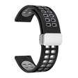 22mm Double-row Hole Folding Silver Buckle Two-color Silicone Watch Band(Black Grey) - Smart Wear by PMC TechLife | Online Shopping South Africa | PMC TechLife