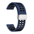 22mm Double-row Hole Folding Silver Buckle Two-color Silicone Watch Band(Midnight Blue Black) - Smart Wear by PMC TechLife | Online Shopping South Africa | PMC TechLife