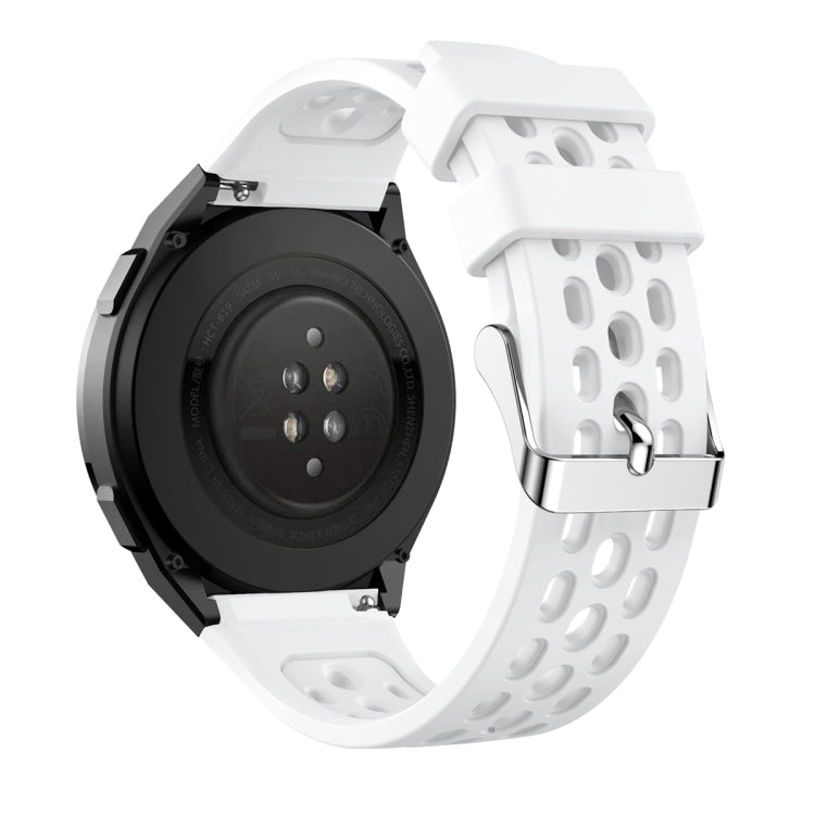 For Huawei Watch GT 2e Solid Color Round Hole Silicone Watch Band(White)