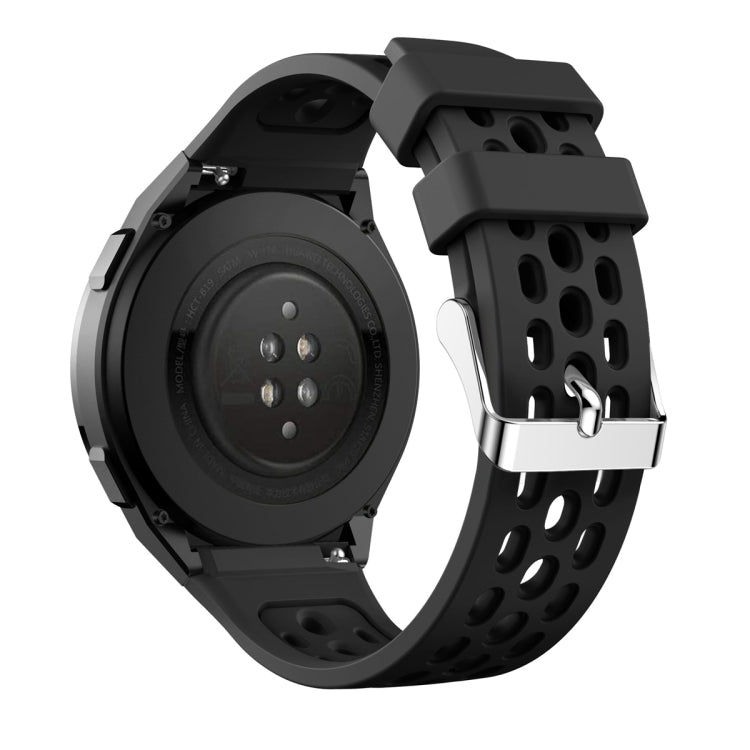 For Huawei Watch GT 2e Solid Color Round Hole Silicone Watch Band(Black)