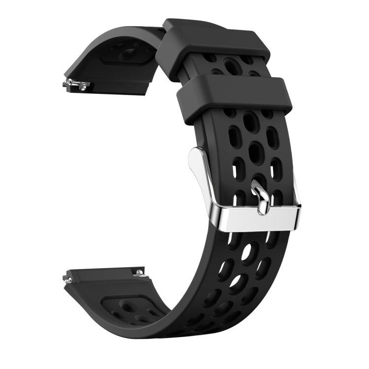 For Huawei Watch GT 2e Solid Color Round Hole Silicone Watch Band(Black)