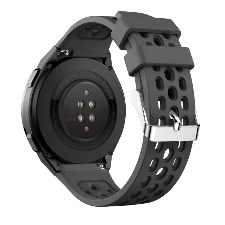 For Huawei Watch GT 2e Solid Color Round Hole Silicone Watch Band(Grey)
