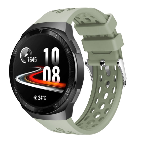 For Huawei Watch GT 2e Solid Color Round Hole Silicone Watch Band(Green)
